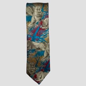 Rinaldo Carelli Mens Silk Colourful Artsy Tiger Design Tie- Made in Italy